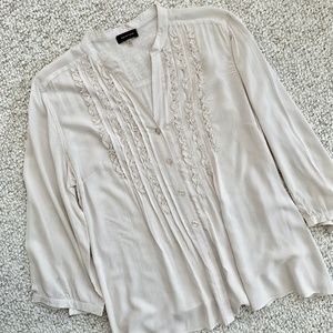Spense 3/4 Sleeve Button-Down w Ruffle Detail XL
